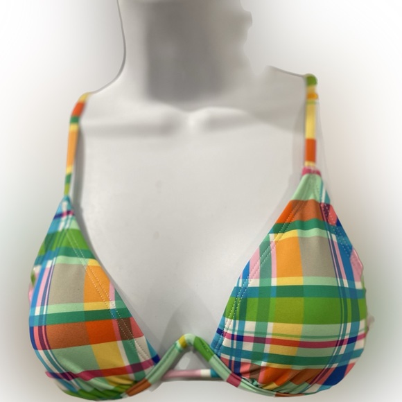 Colorful Plaid Bikini Top - A Summer Essential XXS - Picture 2 of 2